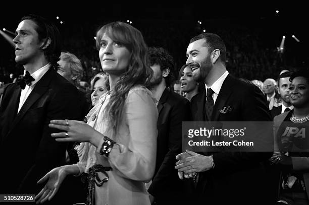 Artist Florence Welch and singer Sam Smith attend The 58th GRAMMY Awards at Staples Center on February 15, 2016 in Los Angeles, California.