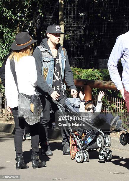 Nicole Richie and Joel Madden are seen with their children Sparrow and Harlow at Taronga Zoo on May 16, 2012 in Sydney, Australia.
