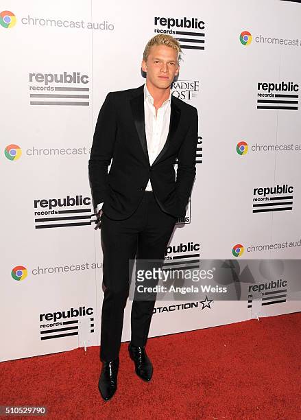 Recording artist Cody Simpson attends the Republic Records Grammy Celebration presented by Chromecast Audio at Hyde Sunset Kitchen & Cocktail on...