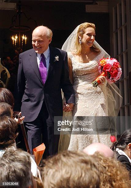 Jack Welch and his new wife Editor Suzy Wetlaufer photographed after their wedding at the Park Street Church in Boston, April 24, 2004.