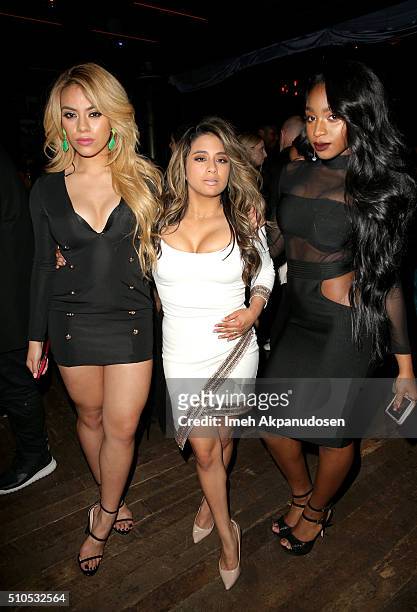 Members of the musical group Fifth Harmony Dinah Jane Hansen, Aly Brooke and Normani Kordei attend the Republic Records Grammy Celebration presented...