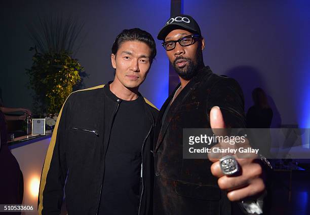 Actor Rick Yune and recording artist/actor RZA attend Warner Music Group's annual Grammy celebration at Milk Studios Los Angeles on February 15, 2016...