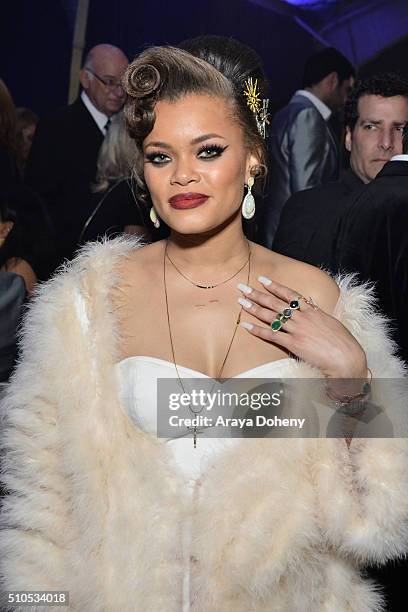 Singer Andra Day attends Warner Music Group's annual Grammy celebration at Milk Studios Los Angeles on February 15, 2016 in Los Angeles, California.