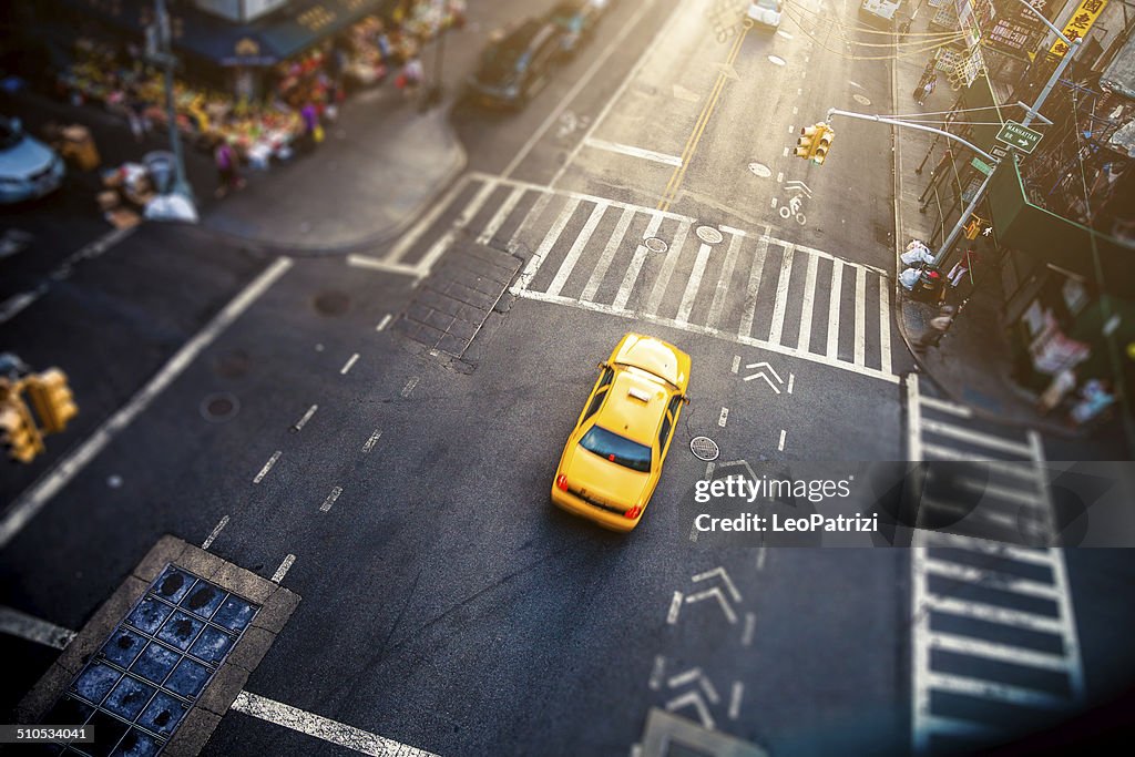 Aerial view of a corner in Chinatown, New York