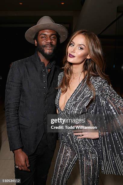 Musician Gary Clark Jr. And model Nicole Trunfio attend Warner Music Groups' annual Grammy celebration at Milk Studios Los Angeles on February 15,...