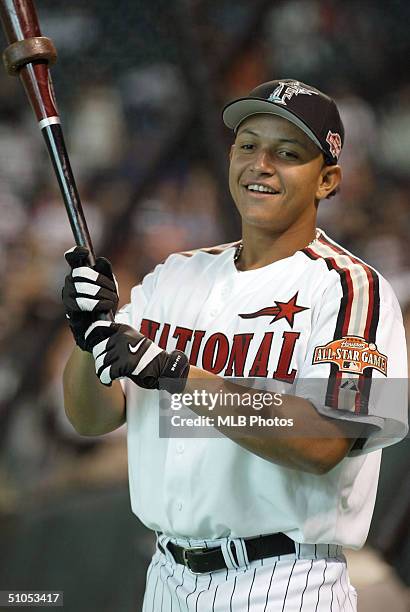 Miguel Cabrera of the National Team warms up during batting practice prior to the Major League Baseball Century 21 Home Run Derby at Minute Maid Park...