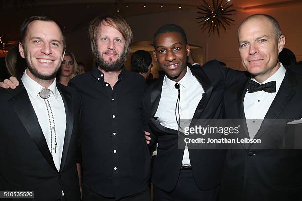 Recording artist Leon Bridges and Mick Managment Team attends Sony Music Entertainment 2016 Post-Grammy Reception at Hotel Bel Air on February 15,...