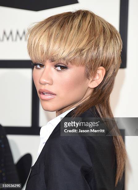 Actress-singer Zendaya attends The 58th GRAMMY Awards at Staples Center on February 15, 2016 in Los Angeles, California.