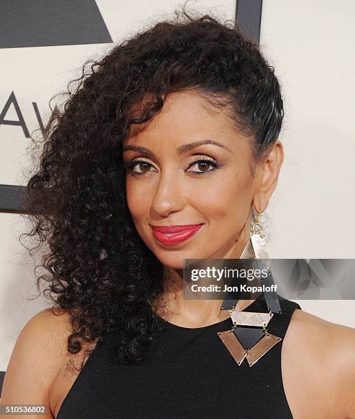 Singer Mya arrives at The 58th GRAMMY Awards at Staples Center on February 15, 2016 in Los Angeles, California.