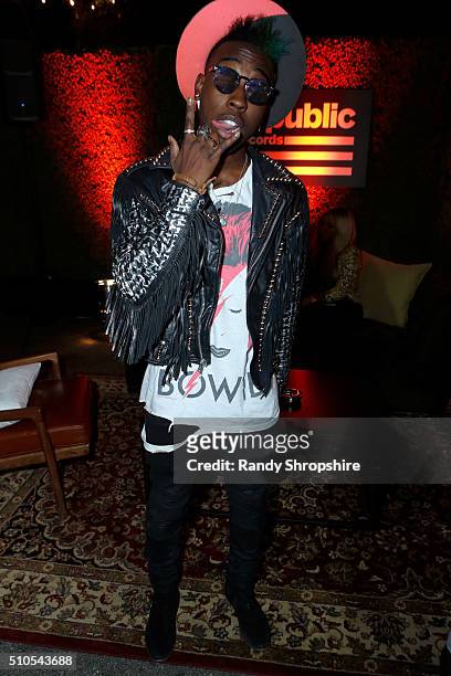 Recording Artist Jay Watts attends the Republic Records Grammy Celebration presented by Chromecast Audio at Hyde Sunset Kitchen & Cocktail on...