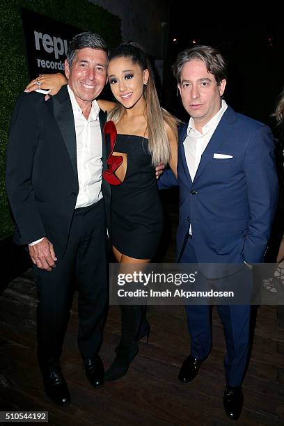 Recording artist Ariana Grande and Executive Vice President of Republic Records Charlie Walk attend the Republic Records Grammy Celebration presented...