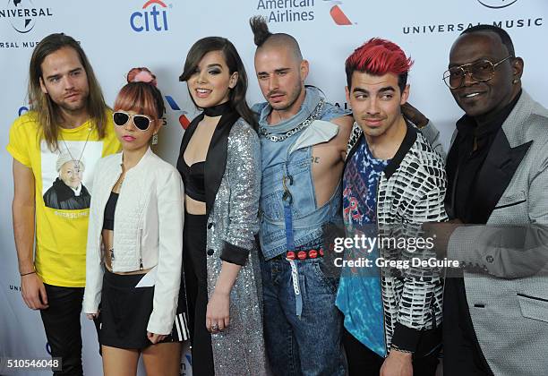 Jack Lawless, JinJoo Lee, Hailee Steinfeld, Cole Whittle, Joe Jonas and Randy Jackson arrive at Universal Music Group's 2016 GRAMMY After Party at...