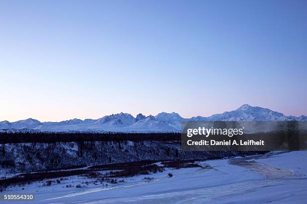 denali and the alaska range after sunset - alaska range stock pictures, royalty-free photos & images