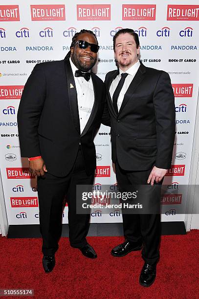 Gramps Morgan and Marley Williams of Rebelution attend the Red Light Management Grammy after party presented by Citi at the Mondrian Hotel on...