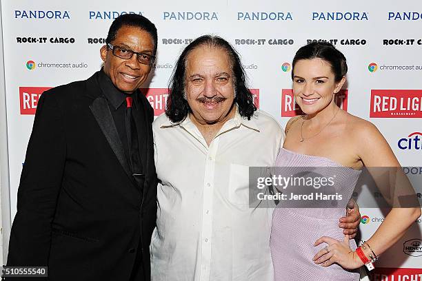 Herbie Hancock, Ron Jeremy and Lindsay Roberts Miller attend the Red Light Management Grammy after party presented by Citi at the Mondrian Hotel on...