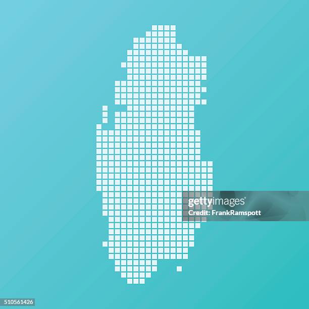 qatar map basic square pattern turquoise - qatar stock illustrations