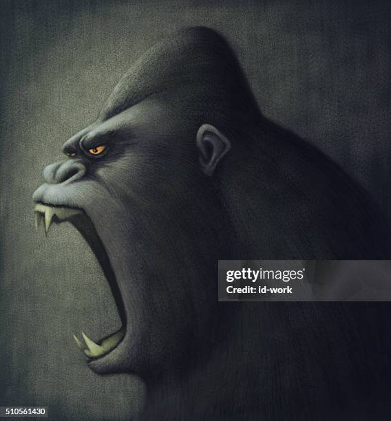 illustrations, cliparts, dessins animés et icônes de en colère gorille - chimpanzee aggression