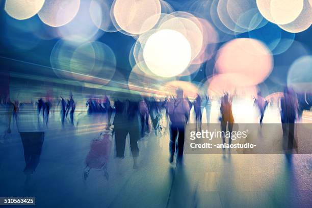 life at night of modern city - crowd of people walking stock pictures, royalty-free photos & images