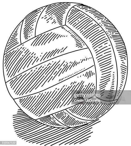 volleyball-zeichnung - volleyball stock-grafiken, -clipart, -cartoons und -symbole
