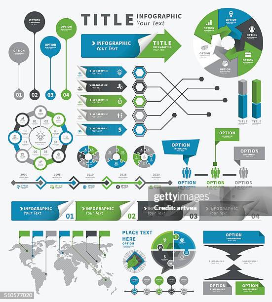 infographic elements and timeline set - company history info graphic stock illustrations