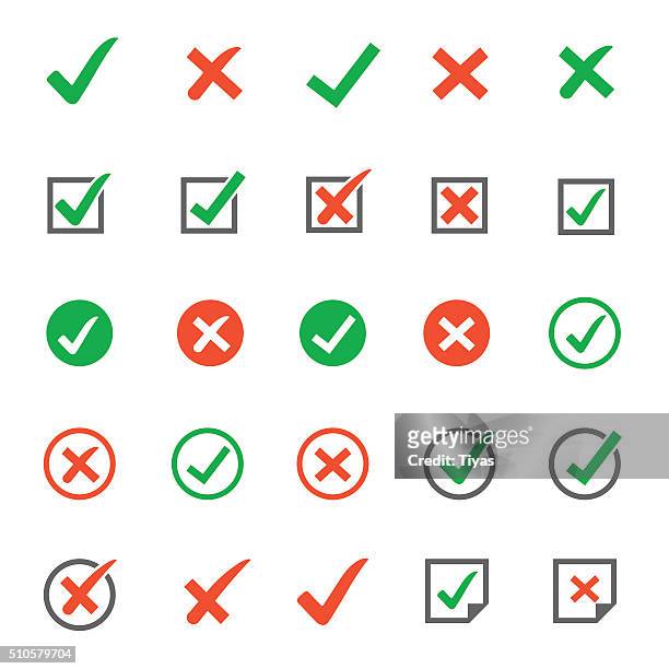 check marks icons - letter x stock illustrations