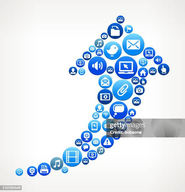 arrow up technology internet and media blue button pattern - radio tower climber stock illustrations