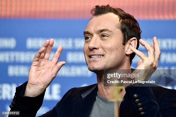 Actor Jude Law attends the 'Genius' press conference during the 66th Berlinale International Film Festival Berlin at Grand Hyatt Hotel on February...