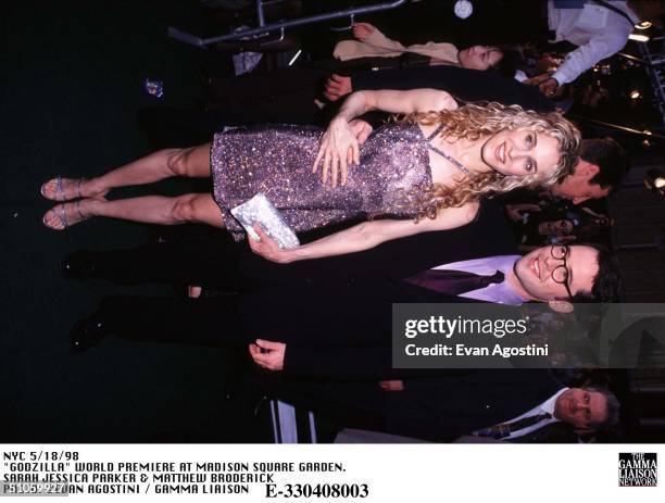 Nyc 5/18/98 "Godzilla" World Premiere At Madison Square Garden. Sarah Jessica Parker & Matthew Broderick
