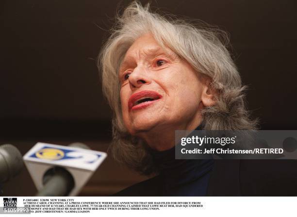 New York City Actress Carol Channing At A Press Conference Where She Announced That She Had Filed For Divorce From Her Husband Of 41 Years, Charles...