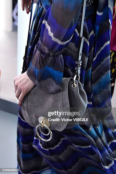 Model poses at the Diane Von Furstenberg Fall/Winter fashion show 2016 during New York Fashion Week on February 14, 2016 in New York City.