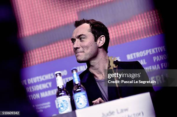 An alternative view of actor Jude Law attending the 'Genius' press conference during the 66th Berlinale International Film Festival on February 16,...