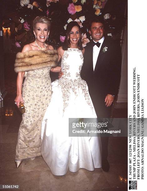 New York City Trump Plaza - Melissa Rivers And John Endicott Wedding. From Left- Joan Rivers, Melissa Rivers, John Endicott