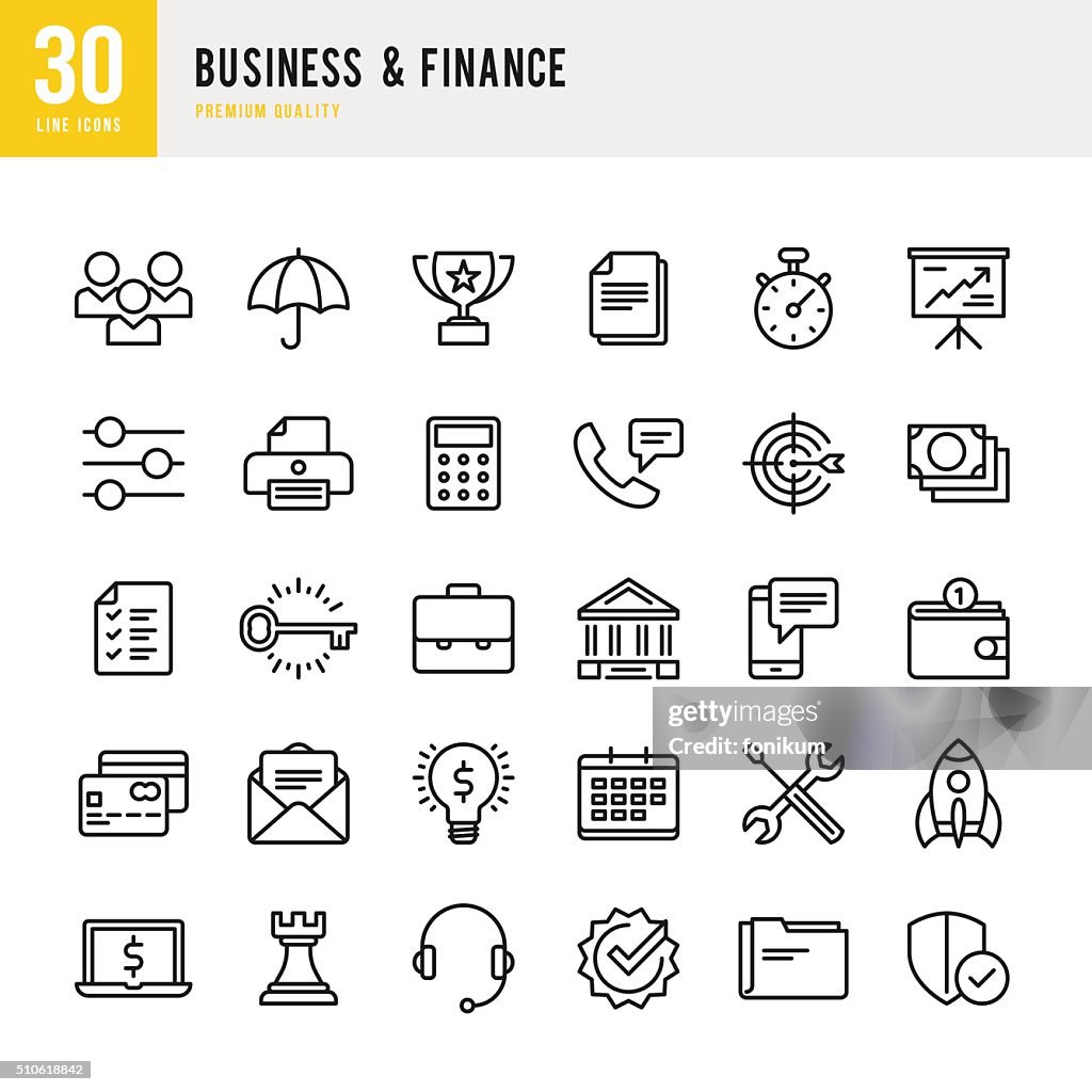 Business & Finance - Thin Line Icon Set