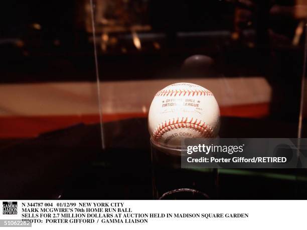 New York City Mark Mcgwire's 70Th Home Run Ball Sells For 2.7 Million Dollars At Auction Held In Madison Square Garden