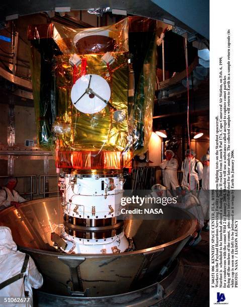 Kennedy Space Center, Fla. 0/1998 Workers In The Payload Hazardous Servicing Facility Perform Lighting Tests On The Stardust Spacecraft. Stardust Is...
