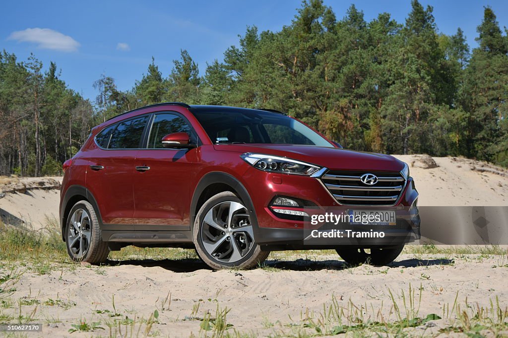 Hyundai Tucson on the unmade road
