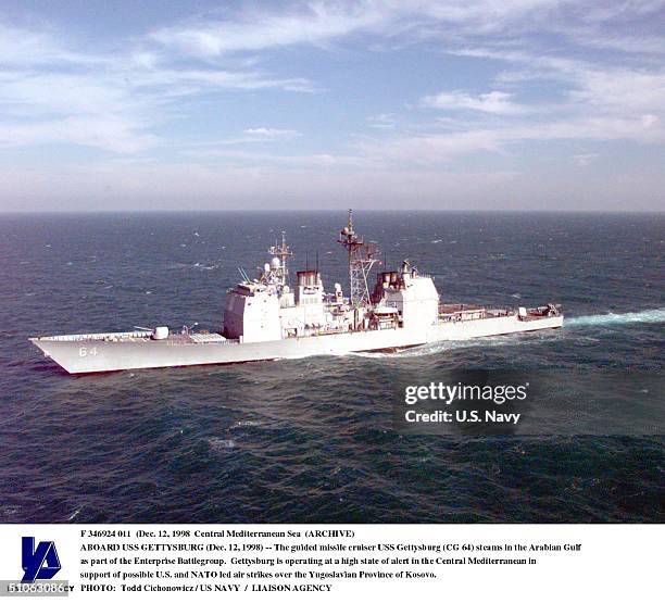 Aboard USS Gettysburg -- The Guided Missile Cruiser USS Gettysburg Steams In The Arabian Gulf As Part Of The Enterprise Battlegroup. Gettysburg Is...
