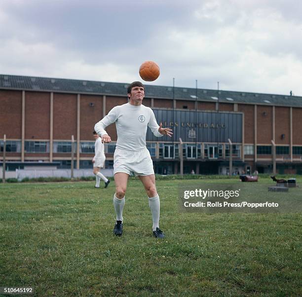 Scottish footballer and winger with Leeds United, Eddie Gray pictured during a training session outside Leeds United's Elland Road stadium in Leeds...