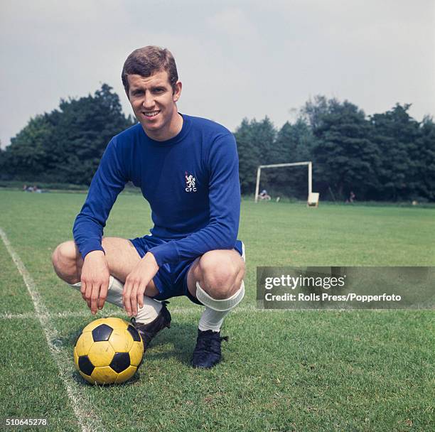 English footballer and striker with Chelsea, Peter Osgood pictured during a press call at Chelsea's training ground in London in 1968.
