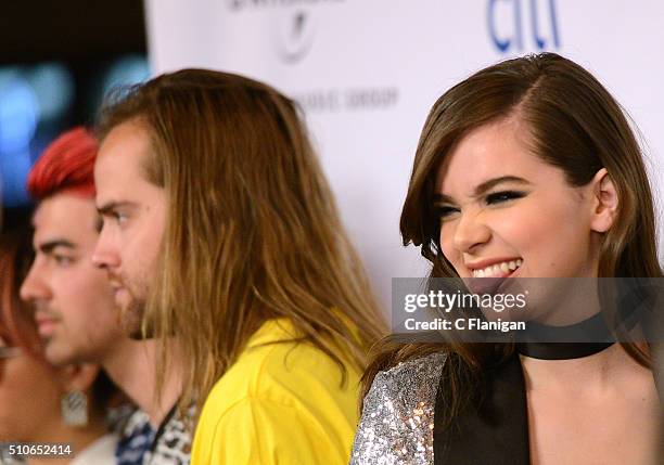 Actress/singer Hailee Steinfeld and DNCE attend Universal Music Group's 2016 GRAMMY after party at The Theatre At The Ace Hotel on February 15, 2016...