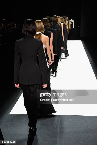 Models walk the runway wearing Vera Wang Collection Fall 2016 during New York Fashion Week: The Shows at The Arc, Skylight at Moynihan Station on...