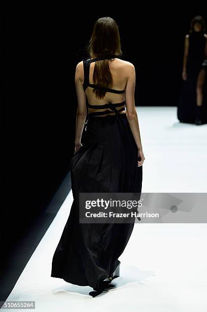 Model walks the runway wearing Vera Wang Collection Fall 2016 during New York Fashion Week: The Shows at The Arc, Skylight at Moynihan Station on...