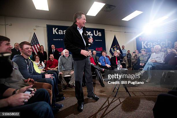 Ohio Governor and Republican Presidential Candidate John Kasich holds a Town Hall meeting February 16, 2016 in Livonia, Michigan. After Michigan,...