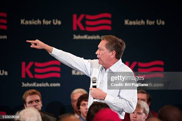 Ohio Governor and Republican Presidential Candidate John Kasich holds a Town Hall meeting February 16, 2016 in Livonia, Michigan. After Michigan,...