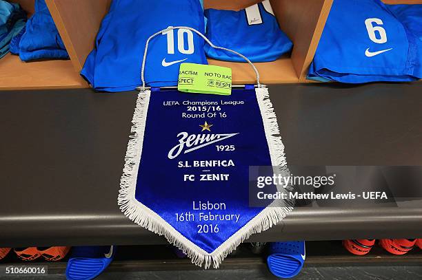 Zenit pendant pictured ahead of the first leg of the UEFA Champions League Round of 16 match between SL Benfica and FC Zenit at Estadio da Luz on...