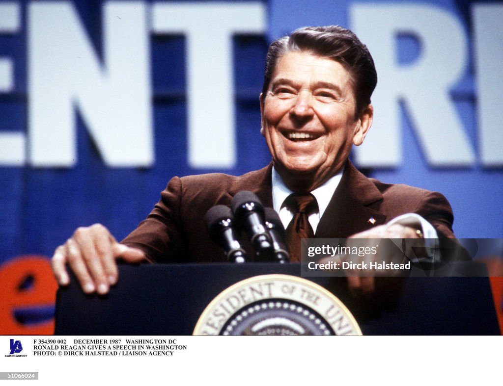 Ronald Reagan Gives A Speech In Washington Photo: Dirck Hal