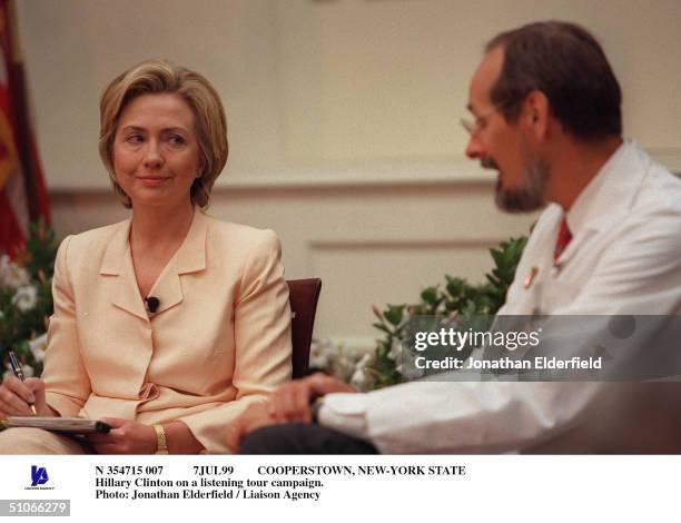 7Jul99 Cooperstown, New-York State Hillary Clinton On A Listening Tour Campaign.
