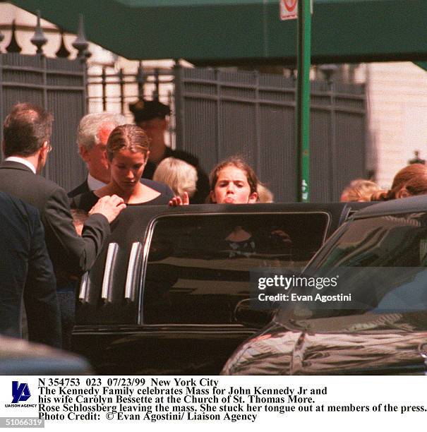 New York City The Kennedy Family Celebrates Mass For John Kennedy Jr And His Wife Carolyn Bessette At The Church Of St. Thomas More. Rose Schlossberg...