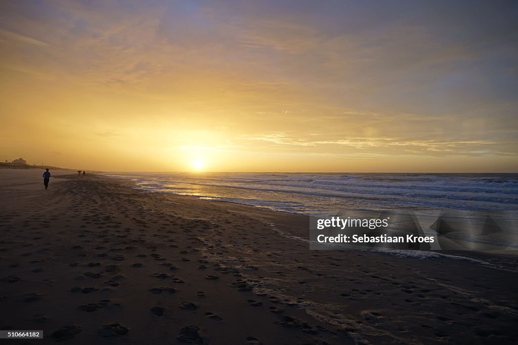 Beach and people, Dusk, Kijkduin, the Hague, the Netherlands