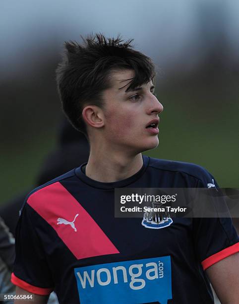 Kelland Watts of Newcastle during the U18 Premier League Match between Sunderland and Newcastle United a at The Academy of Light on February 16 in...